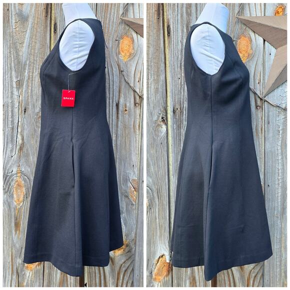 Spanx Dress Size M Black Ponte 4way Stretch Perfect Fit Flare Sleeveless Medium - Picture 2 of 9